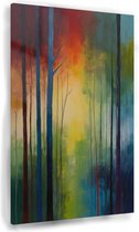 Bos kleurrijk schilderij - Bomen glas schilderijen - Glasschilderij natuur - Woonkamer decoratie industrieel - Schilderij plexiglas - Wanddecoratie woonkamer - 60 x 90 cm 5mm