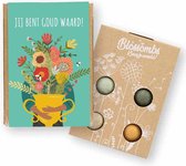Blossombs - Giftbox Mini 4st - Jij bent goud waard - Geschenkverpakking Trofee Bloemen - Duurzaam
