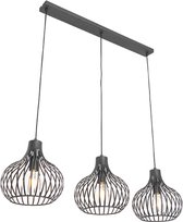 QAZQA saffira - Moderne Hanglamp voor boven de eettafel | in eetkamer - 3 lichts - L 1030 mm - Zwart - Woonkamer | Slaapkamer | Keuken