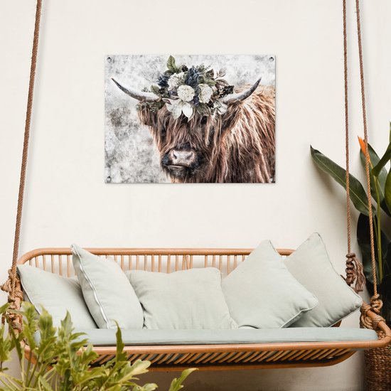 Tableau de jardin Highlander écossais - Fumée - Flora - 80x60 cm - Affiche de jardin