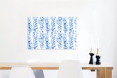 Wanddecoratie Metaal - Aluminium Schilderij Industrieel - Bloemen - Anemoon - Patroon - Blauw - 60x40 cm - Dibond - Foto op aluminium - Industriële muurdecoratie - Voor de woonkamer/slaapkamer