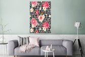 Wanddecoratie Metaal - Aluminium Schilderij Industrieel - Bloemen - Patronen - Abstract - 120x180 cm - Dibond - Foto op aluminium - Industriële muurdecoratie - Voor de woonkamer/slaapkamer