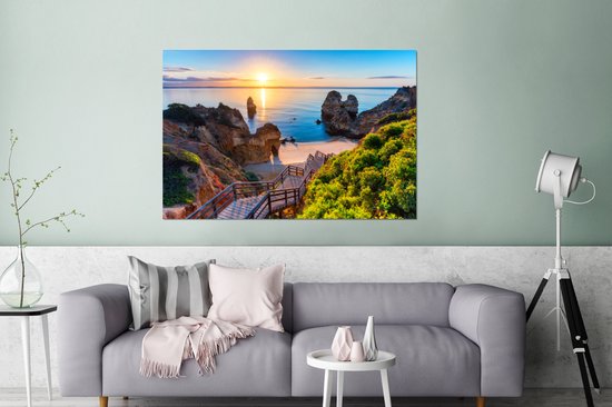 Décoration murale Métal - Peinture Aluminium Industrielle - Plage - Mer - Portugal - 180x120 cm - Dibond - Photo sur aluminium - Décoration murale industrielle - Pour le salon / chambre