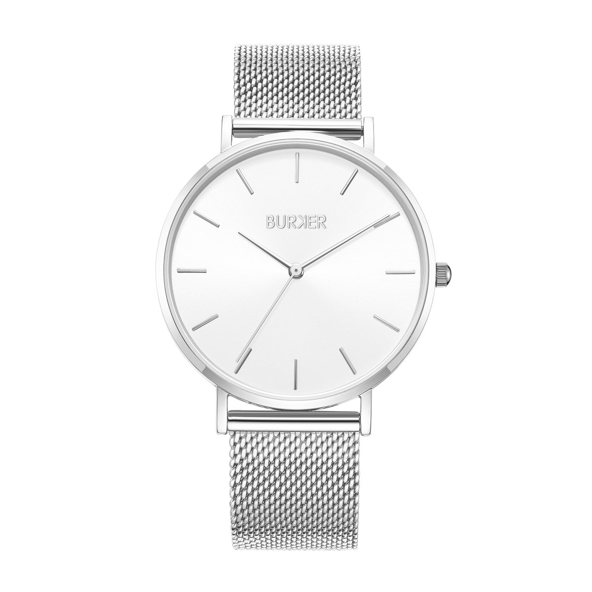 BURKER Ruby Horloge Dames Rond - Zilver Wit - Schakelband - Waterdicht - 38 mm