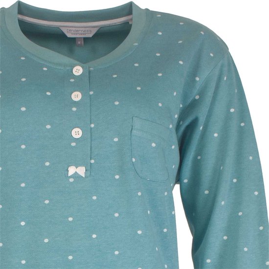 Tenderness Dames Nachthemd - Fleece - Bolletjes - Groen - Maat S
