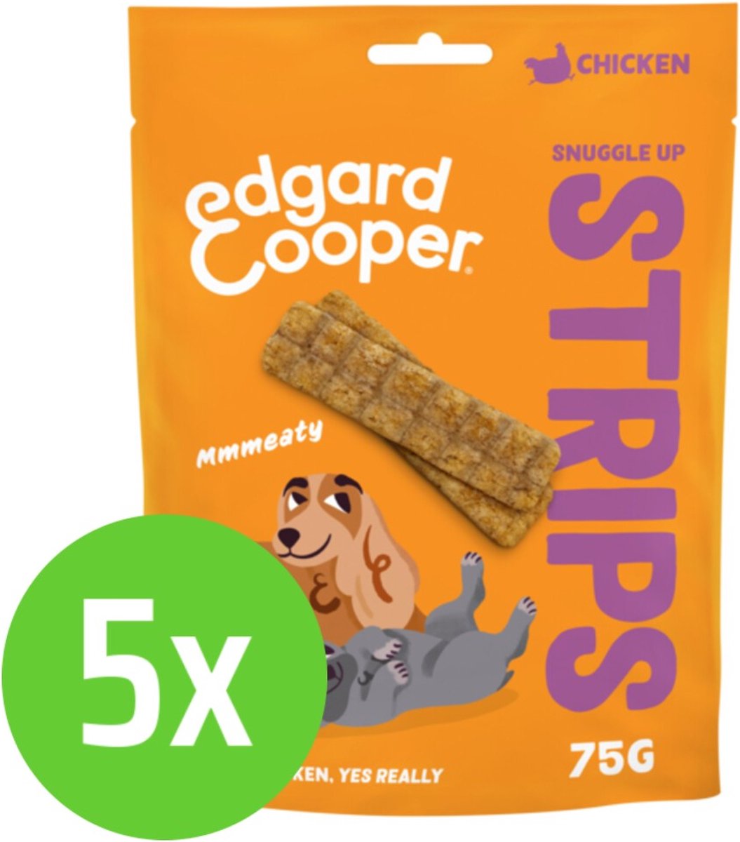 Edgard & Cooper Strips Chicken 75 gr - hondensnack - 5 verpakkingen