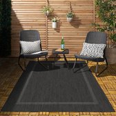 Flycarpets Capri Buitentapijt - Buitenkleed - Vloerkleed Voor Binnen & Buiten - Weer en UV bestendig - Perfect voor Balkon, Terras en Serre - Zwart - 120x170 cm