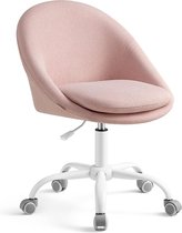 Homeoffice stoel, draaistoel, bureaustoel, schuimbekleding, in hoogte verstelbaar, voor werkkamer, slaapkamer, roze BG020P01