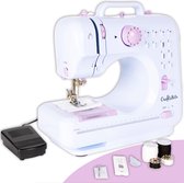 Crafts&Co Naaimachine Kinderen & Beginners - Sewing Machine met 12 Steken - Wit Roze