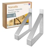 Marcellis - Industriële plankdrager - Voor plank 20cm - roestvrij staal - incl. bevestigingsmateriaal + schroefbit - type 1