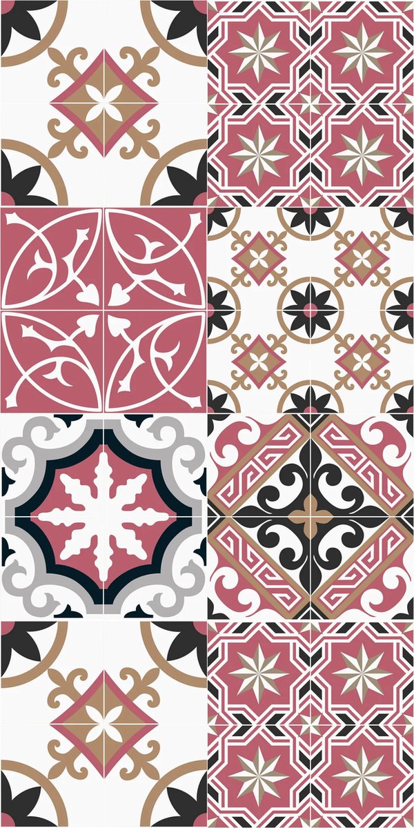 Vinyl |Keukenloper Vinyl | Baladi Rood | 50x250 cm | De Keukenloper Vinyl | Baladi Rood voegt elegantie toe aan je keuken. Duurzaam, hygiënisch en stijlvol, met een modern tegelpatroon. Comfortabel en gemakkelijk te onderhouden!