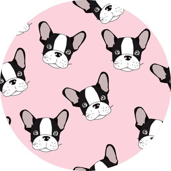 Vloerkleed vinyl rond | Frenchie | 140 cm Rond | Onze materialen zijn PVC vrij en hygienisch