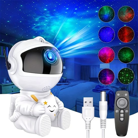 ProductPlein - Astronaut Galaxy Projector met Afstandsbediening - Sterren projector - Sterrenhemel Verlichting - Plafond Projector - Sterrenhemel Projector - Sterrenlamp - Sterrenhemel Lamp - Afstandsbediening - 17 kleurcombinaties