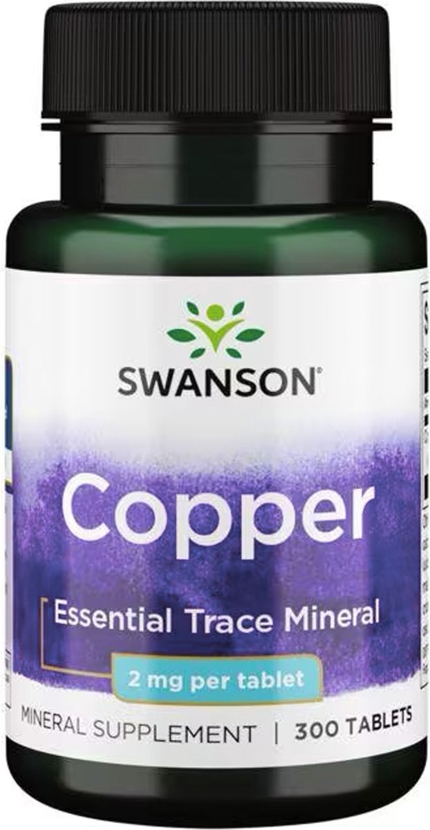 Swanson - Koper - 2mg - 300 Tabletten - Koperchelaat - Essentieel sporenmineraal - Swanson Health