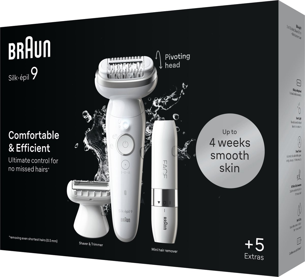 Braun Silk·épil 9 9-341 - Epilator met Ladyshave opzetstuk - Wit/Zilver thumbnail 3