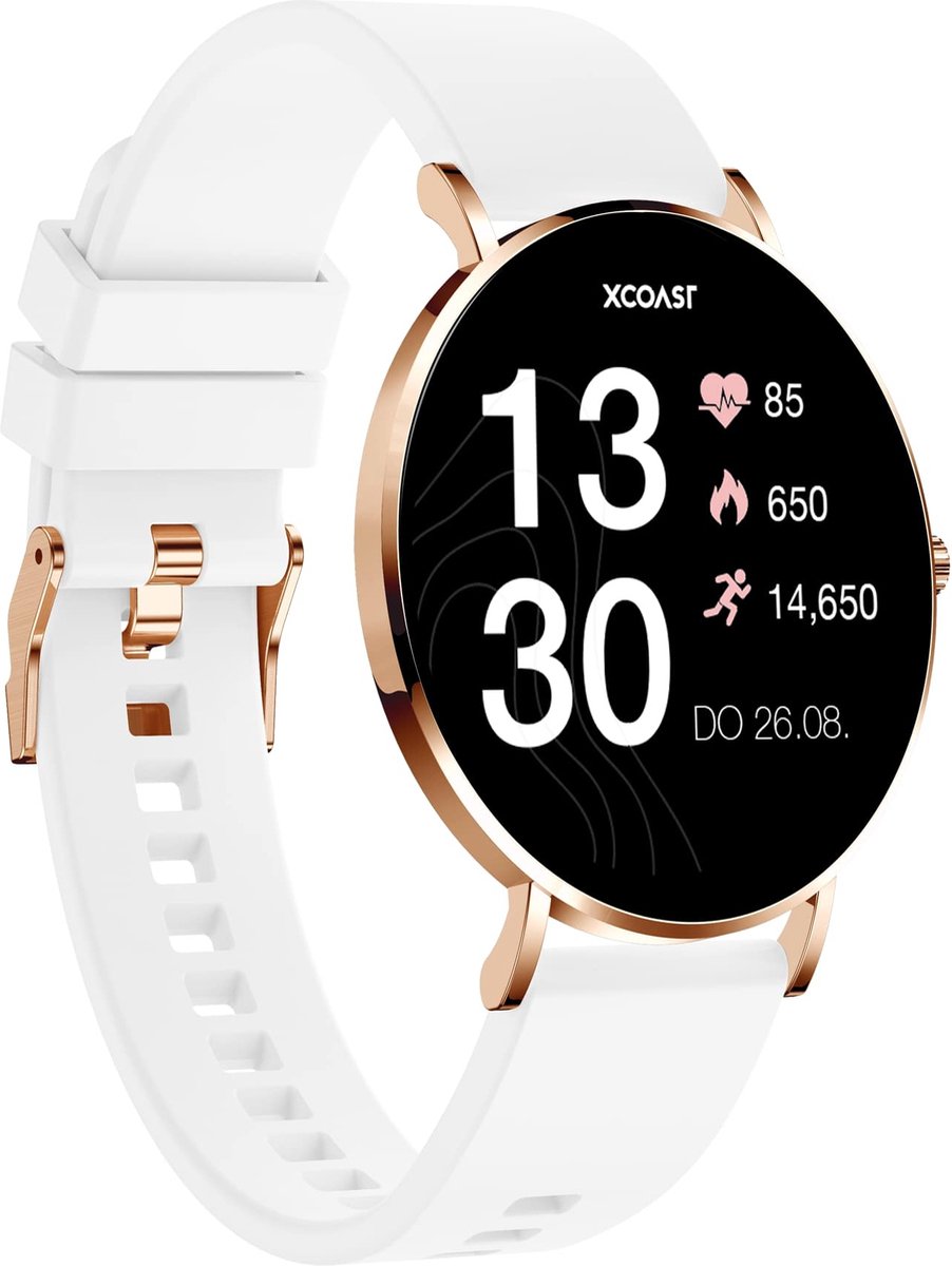 XCOAST Design Dames / Heren - Smartwatch - SIONA 2 - Polair Wit - Siliconen band