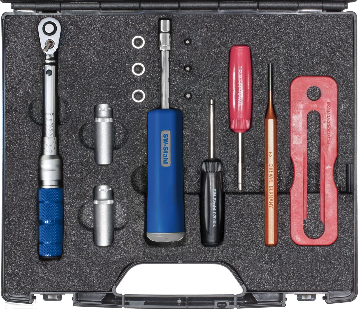 SW-Stahl 02129L bandenservice gereedschapset, 14-delig I geschikt voor TPMS I autowielsleutel I bandenwisselgereedschap I momentsleutel band I lekke band I bandengereedschap