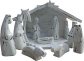 Floz Design houten kerststal - witte kerstgroep - moderne kerststal van hout - fairtrade en handgemaakt - 33 cm