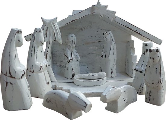 Modern houten kerststal voor elk interieur