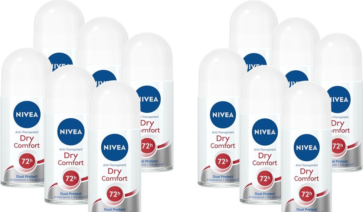 Goedkoopste Nivea DRY COMFORT - deodorant - roll-on 50 ml - Voordeelverpakking 12 stuks