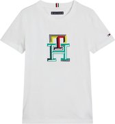 Tommy Hilfiger MULTICOLOR MONOGRAM TEE S/S Jongens T-shirt - White - Maat 14