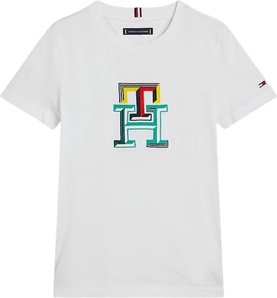 Tommy Hilfiger MULTICOLOR MONOGRAM TEE S/S Jongens T-shirt - White - Maat 14