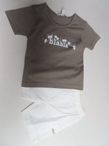 Ensemble - Jongens - T shirt taupe + short wit - 3 maand 62