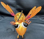 Metaal hangende solarlamp "vlinder" - Oranje + meerkleurig - met 1 LED - Hangend en Staand model - hoogte 12 x 16 x 11 cm - Tuindecoratie - Tuinverlichting