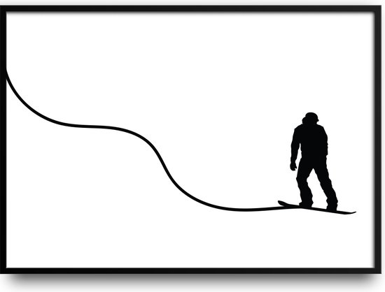 Snowboard Wintersport fotolijst met glas 40 x 50 cm - Prachtige kwaliteit - Skieen - Vakantie - Oostenrijk - Zwiterland - Alpen - Grappig - kado - inclusief ophangsysteem