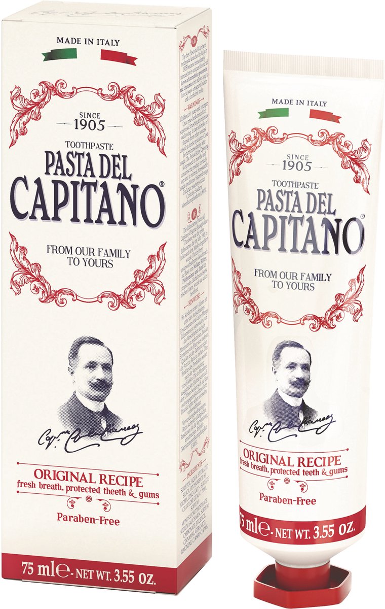 Goedkoopste Pasta del Capitano 1905 – Original Recipe - De meest verkochte tandpasta in Italië met onmisbare smaak op basis van kruidnagelbladeren, groene mint en kaneel voor een frisse adem.