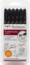 Tombow- Fudenosuke- Brush Pen- 6 stuks 3 x soft en 3 x hard tip