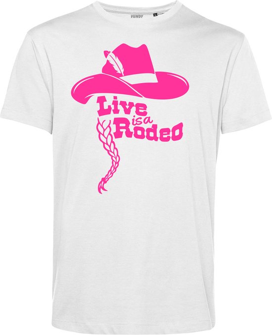 T-shirt Live Is A Rodeo | Carnavalskleding heren dames | Carnaval kostuum | Foute Party | Wit | maat 4XL
