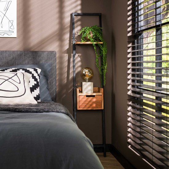 Nachtkastje xs Step | massief acacia naturel | 30x25x140 cm | slank design | slaapkamer | modern houten nachtkastje