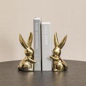 Decoratieve keramische boekuiteinden, eigenzinnige konijnenboekensteunen, konijnenboekhouders stopper voor planken kunst boekensteun (goud)