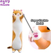 Happy Trendz® Lange Kat Knuffel Plushe 60 cm lang Bruin - must have - Kawaii Long Cat Knuffel - Bruin- Kat plush - super soft, schattig, zacht en stretchy katten knuffel