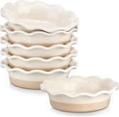 Crème brlee schaaltjes, set van 6, taartvorm aardewerk om te bakken, 256 ml taartvorm, kleine ovenschaal, gemakkelijk te reinigen, vaatwasser-, magnetron- en ovenbestendig, beige