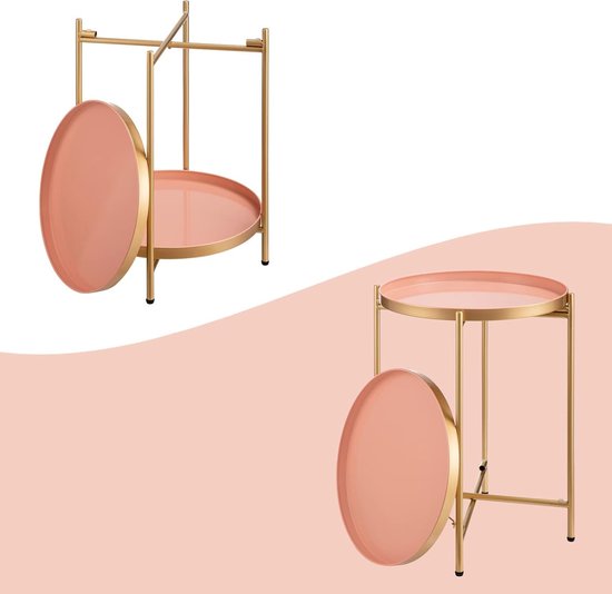 FineBuy Coffee Table Aluminium 66x66x30cm Coffee Table Metal Gold | Table Living Room Round | Living Room Table Modern | Small Side Table