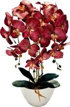 Damich - Kunst Orchidee in Bloempot met 3 stelen - Hoogte 60cm - paars