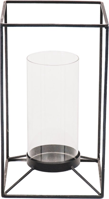 Lanterne Housevitamin Métal/ Glas - Zwart - 14,5x14,5x25cm