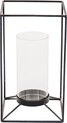 Housevitamin Windlicht Metaal/Glas - Zwart - 14,5x14,5x25cm