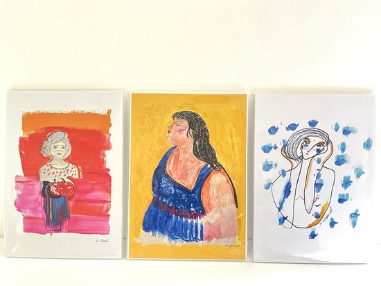 Posters a4 formaat 3 stuks modern handontworpen women art