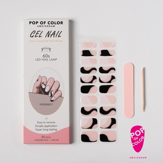 Pop of Color Amsterdam - Kleur: Black or White - Gel nail wraps - UV nail wraps - Gel nail stickers - Gel nail foil - Nail stickers - Gel nagel wraps - UV nagel wraps - Gel nagel stickers - Nagel wraps - Nagel stickers