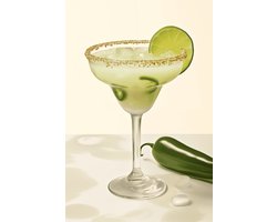 Margarita Poster - Cocktail - Cocktail met Limoen - Aesthetic - Kamer Decoratie - Drank - Tequila - Horeca - posters - formaat 50x70cm - Wanddecoratie - Aesthetic room decor - S1851YR
