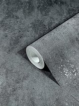 Behang zwart donkergrijs betonlook vliesbehang beton voor slaapkamer of woonkamer 100% Made in Germany PREMIUM KWALITEIT 10,05 x 0,53m 32638