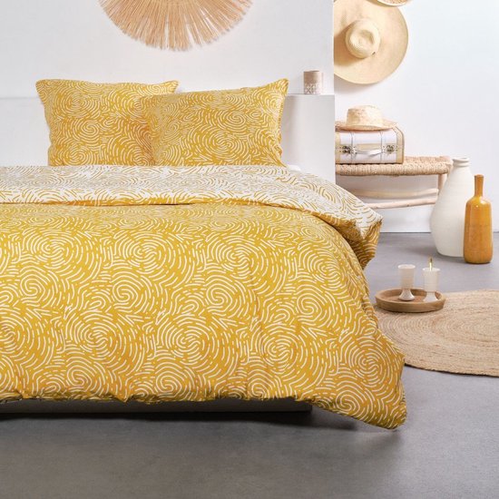 Beddengoed voor 2 personen met de print SUNSHINE SAM Geel 260x240 cm bol