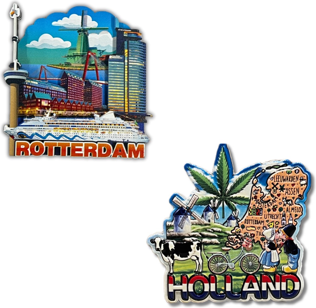Koelkastmagneten Set: Rotterdam & Holland - Souvenirs - 2 stuks