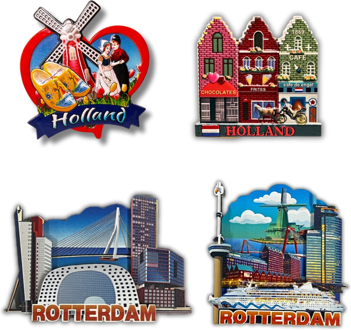 Koelkastmagneten Set: Rotterdam & Holland - Souvenirs - 4 stuks