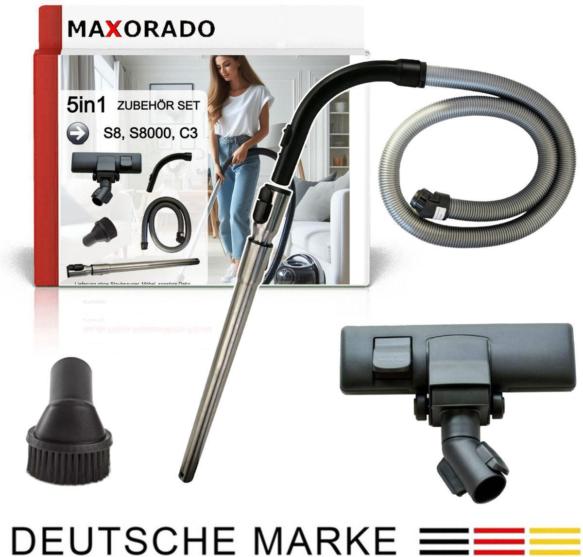 MAXORADO Stofzuiger Set 5-delig - Vloerzuigmond + telescopische buis + handgreep + 1,8m slang + meubelborstel - geschikt voor Miele, Complete C3, S8 Serie