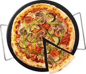 YUGN BLACK Pizzasteen Met Pizzasteenrek 33 CM - BBQ Pizzasteen - Ronde Pizza Steen Pizzasteen Oven - Gemaakt van Uniek Cordieriet Keramiek - Luxe Look - Cadeautip