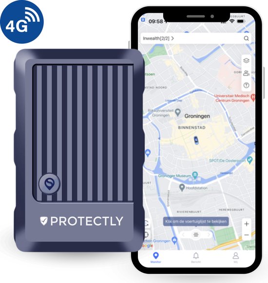 Protectly® GPS Tracker – GPS Tracker Met SIM – Magneet GPS Tracker Auto – Batterij 2140 Uur – 150 landen + Europa dekking - Slimme Sensoren - IP67 Waterdicht - 10 Jaar Full Service SIM - Lifetime gratis tracking!